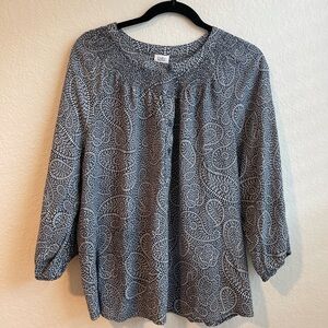 Croft & Barrow Black and White Patterned Blouse